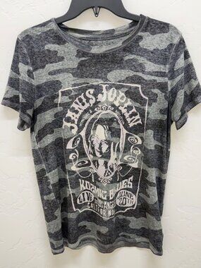 Lucky Brand Janis Joplin Kozmic Blues Camouflage Graphic Tee – Size M